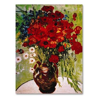 Daisies and Poppies 19" x 14" Canvas Wall Art by Vincent van Gogh