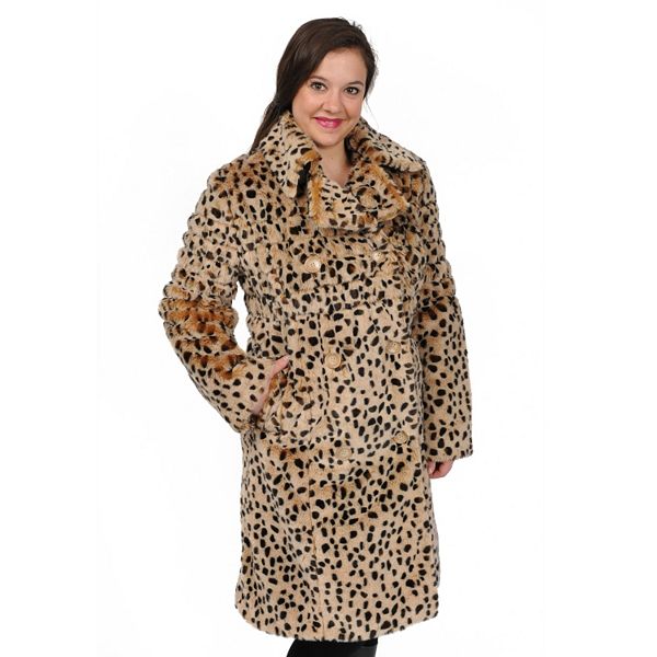 Excelled Cheetah Faux Fur Coat, Cheetah Faux Fur Coat With Hoodie