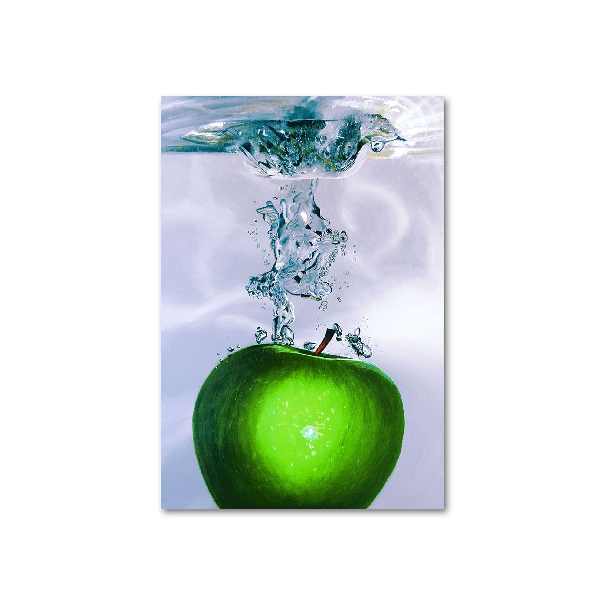 Apple Splash II Canvas Wall Art by Roderick Stevens, Green