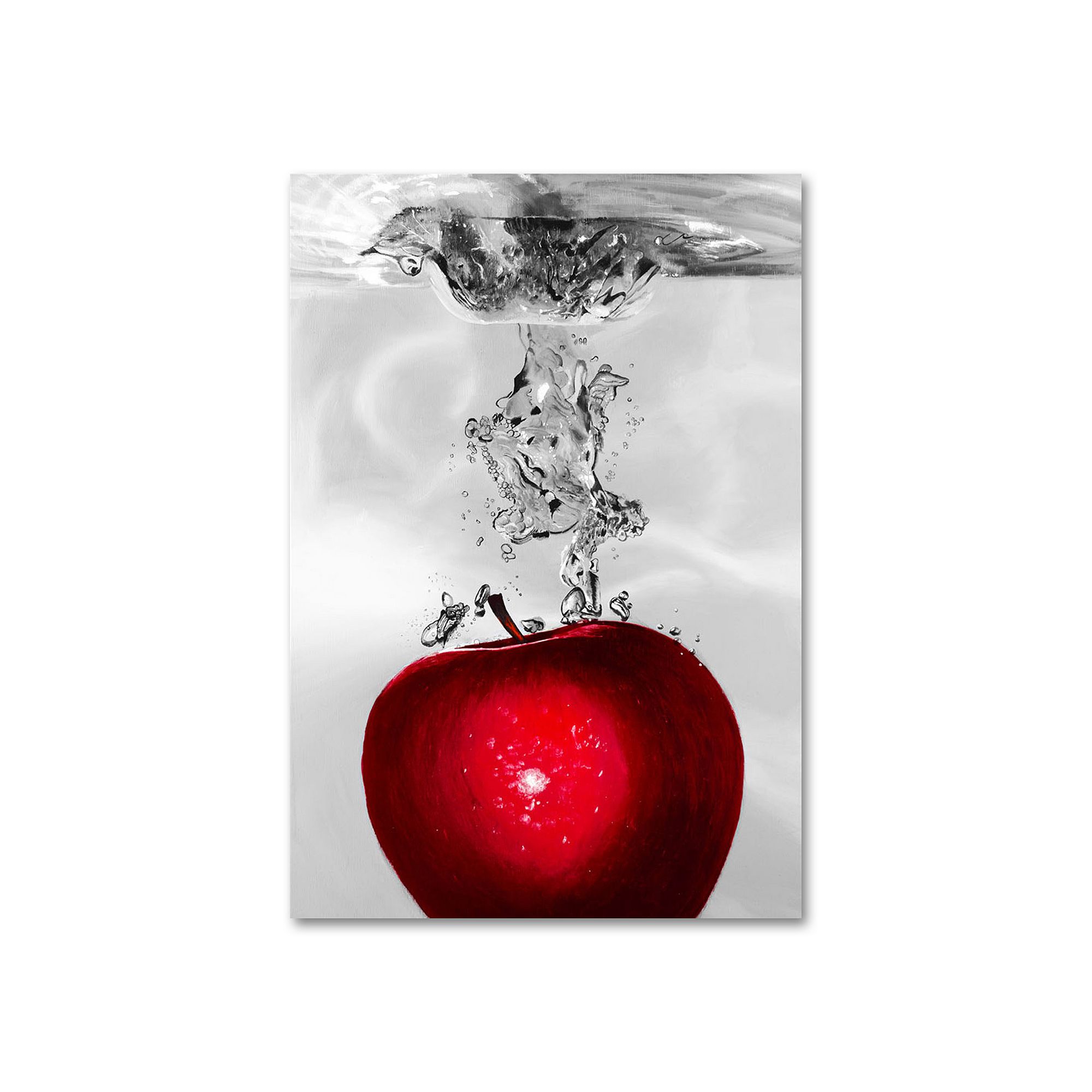 Red Apple Splash Canvas Wall Art by Roderick Stevens