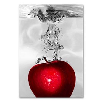 Red Apple Splash Canvas Wall Art by Roderick Stevens