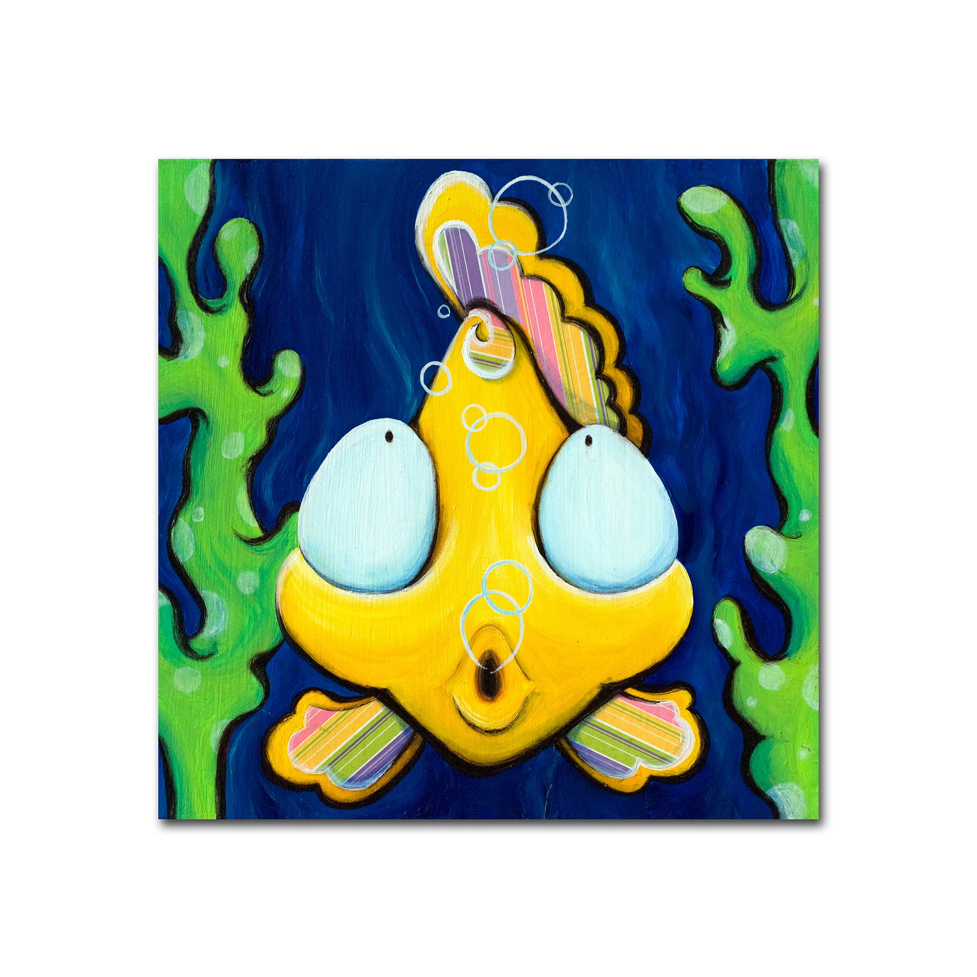 Fish Bubbles by Sylvia Masek Canvas Wall Art, Yellow