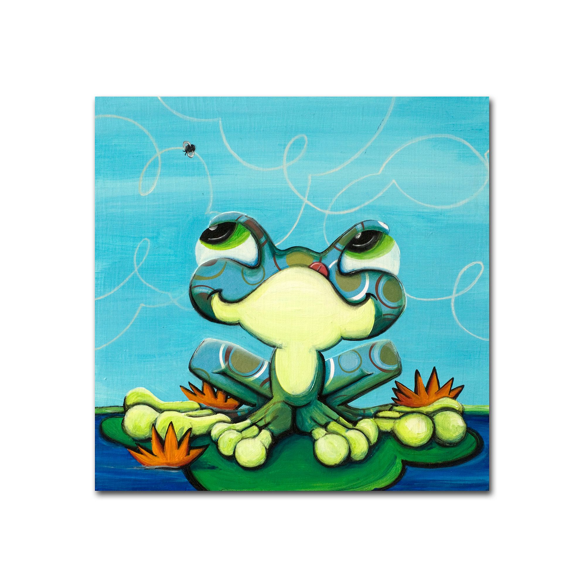 Frogs Lunch by Sylvia Masek Canvas Wall Art, Blue