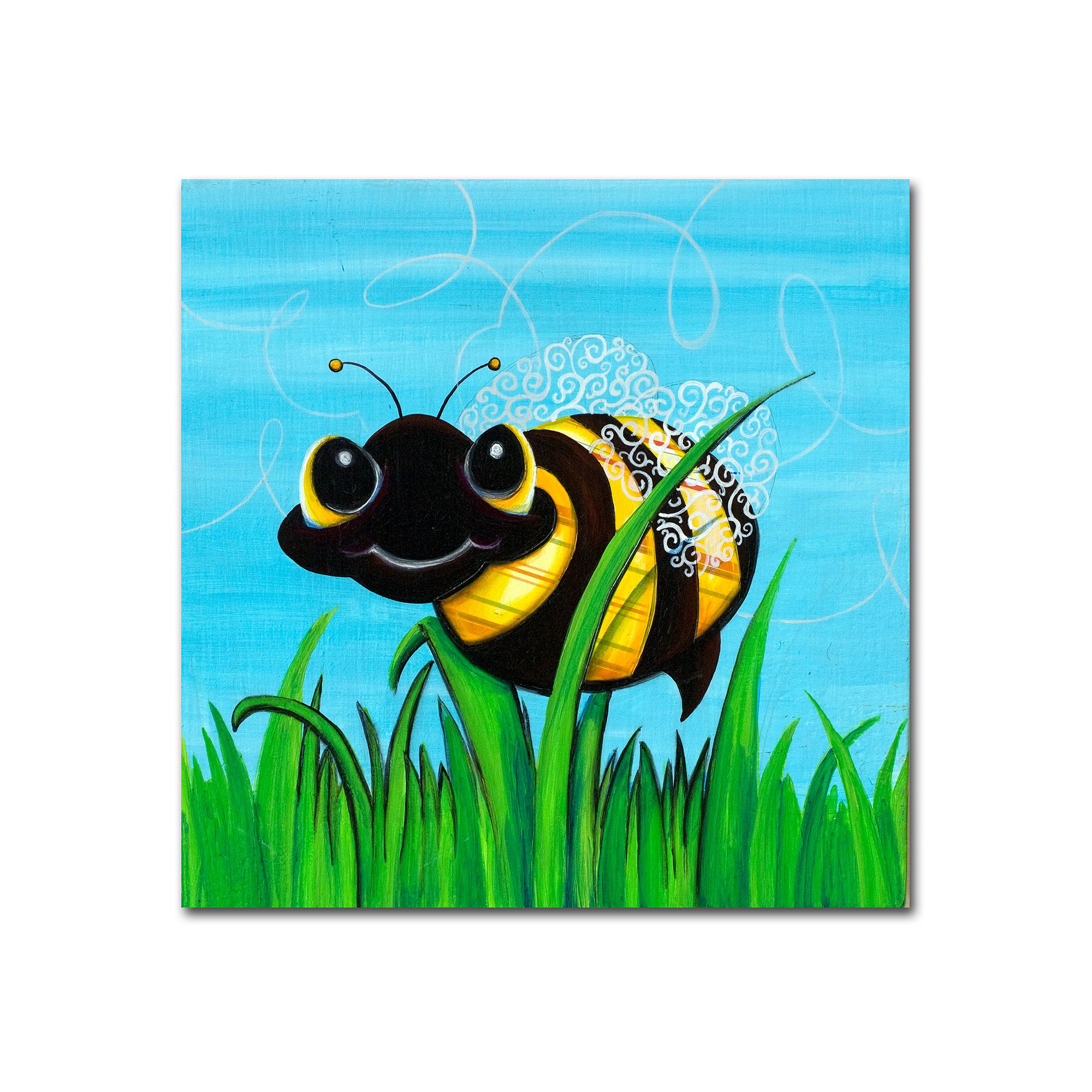 Bee at Play by Sylvia Masek Canvas Wall Art, Blue