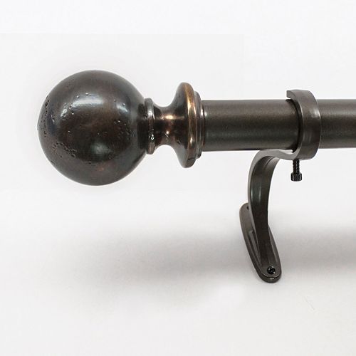 Decopolitan Pitted Ball Adjustable Curtain Rod – 66” – 120”