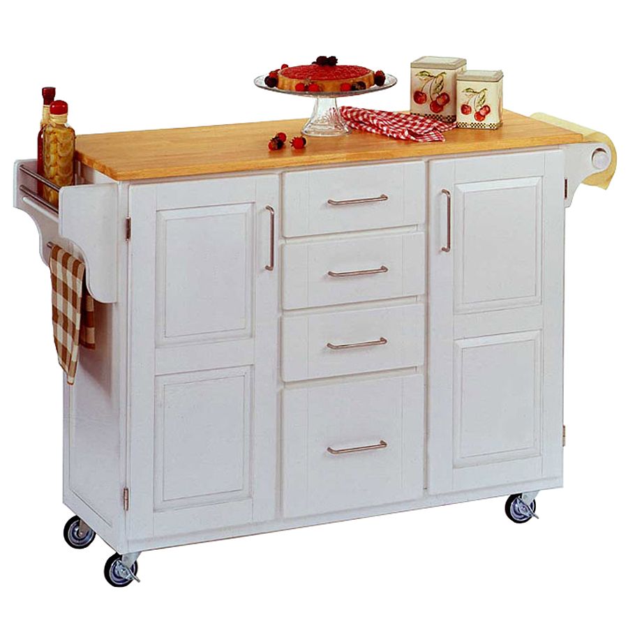 Kitchen Island With Wood Top   153289 White