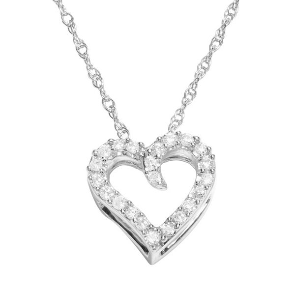 Diamond Petites 10k White Gold 1 10 Ct T W Diamond Heart Pendant