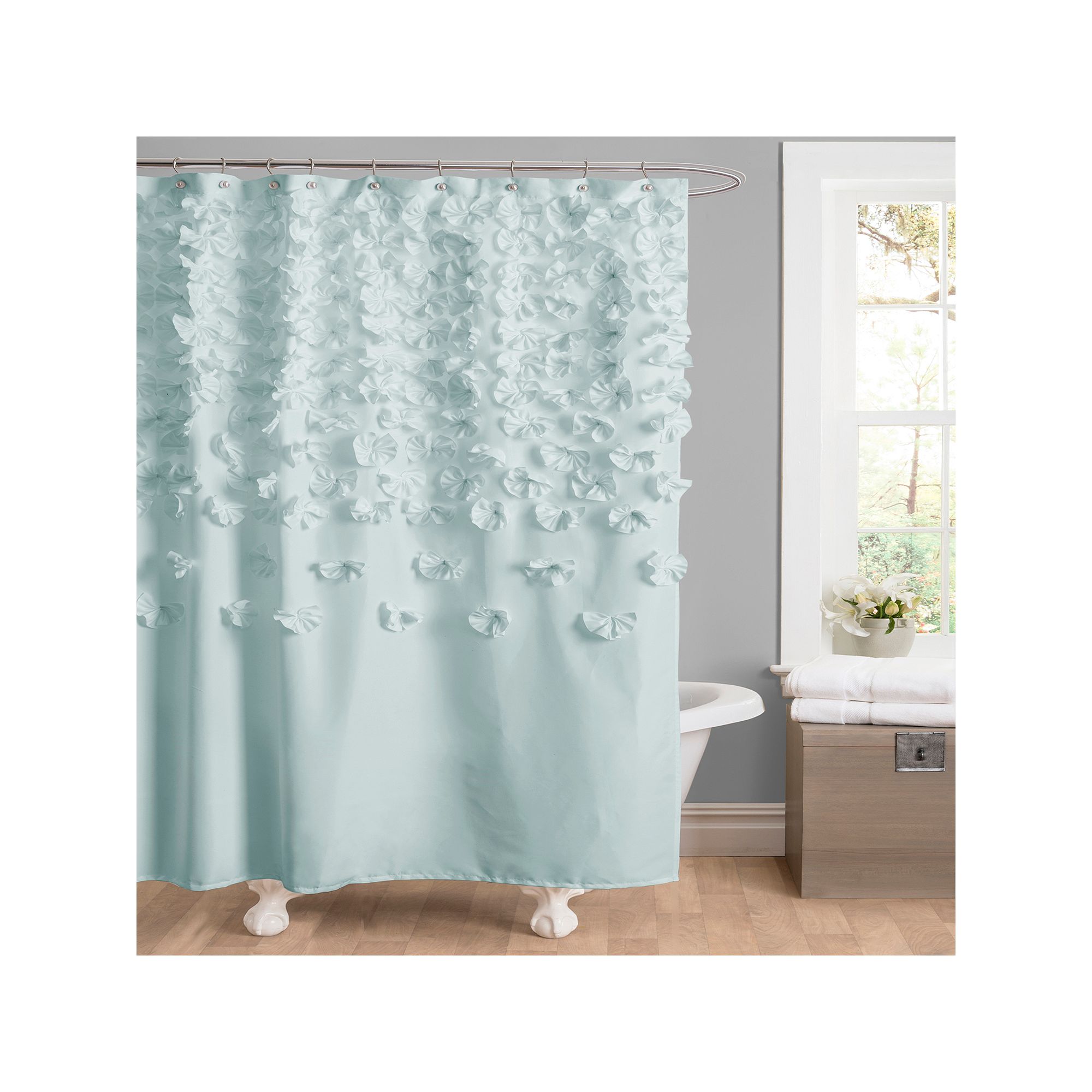 Lucia Fabric Shower Curtain, Blue