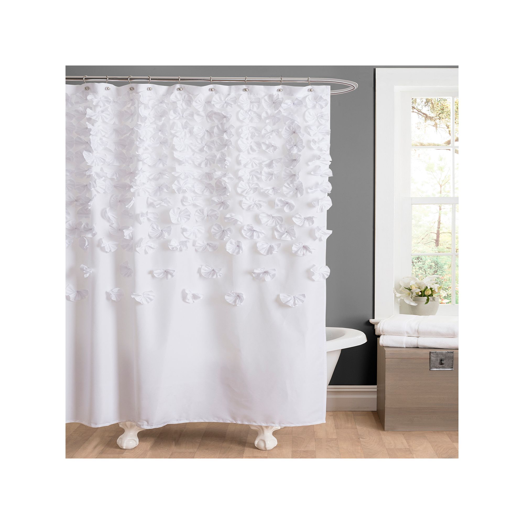 Lucia Fabric Shower Curtain, White
