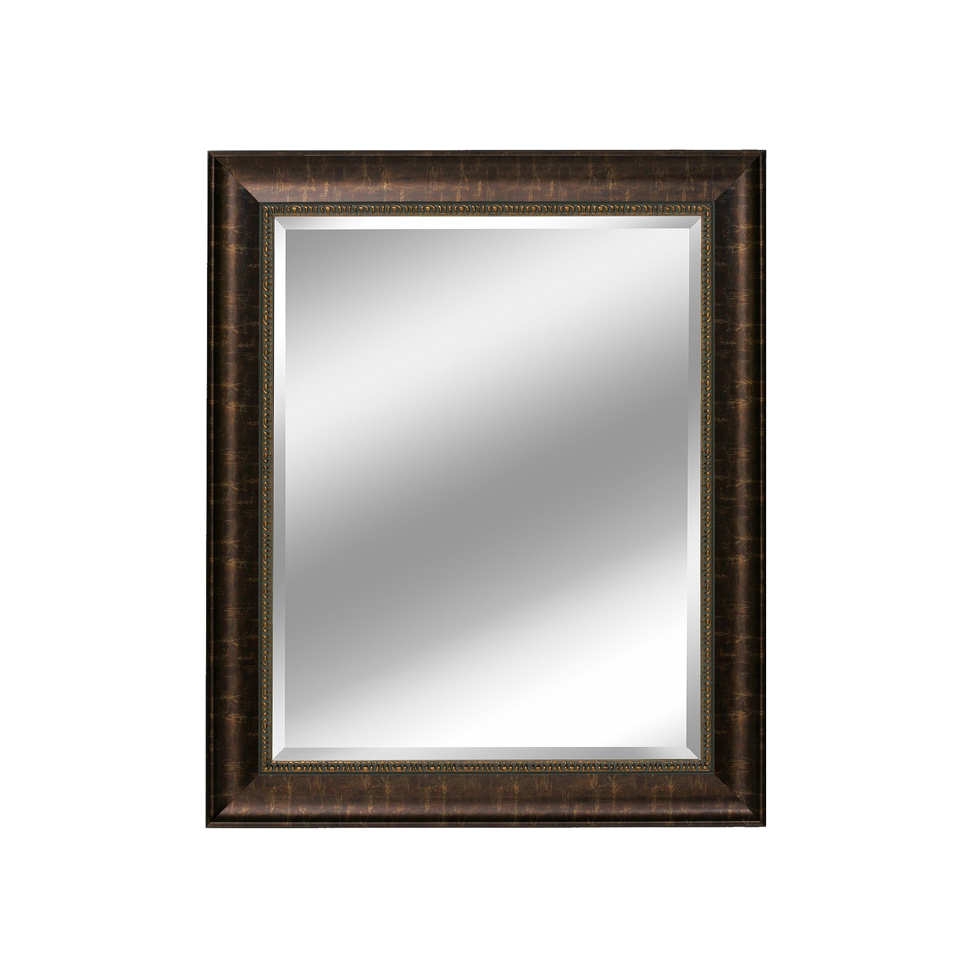 Head West Distressed Beveled Wall Mirror, Bronze