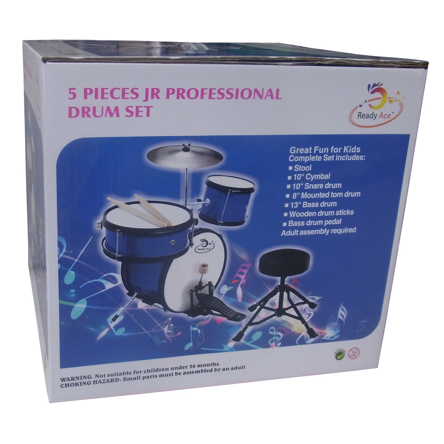  Kids Drum Set 9 Piece Toddler Drum Kit Musical Instruments Kids  Jazz Drum Kit with Stool, Bass Drum, Cymbal, 2 Drum Sticks and 4 Small Drums  Toys for 3 4 5