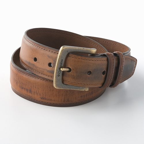 Columbia Double Loop-Stitched Leather Belt - Extended Size