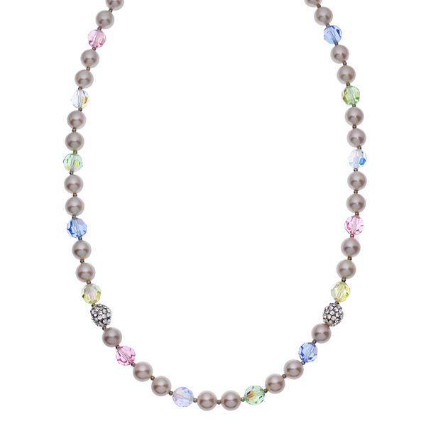 Diamond Splendor Silver-Plated Crystal & Simulated Pearl Necklace