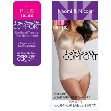 Plus Size Naomi & Nicole Firm Control Shapewear Unbelievable Comfort Step-In Torsette Camisole 7770