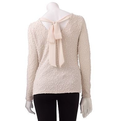 Petite Jennifer Lopez Boucle Tie-Back Sweater