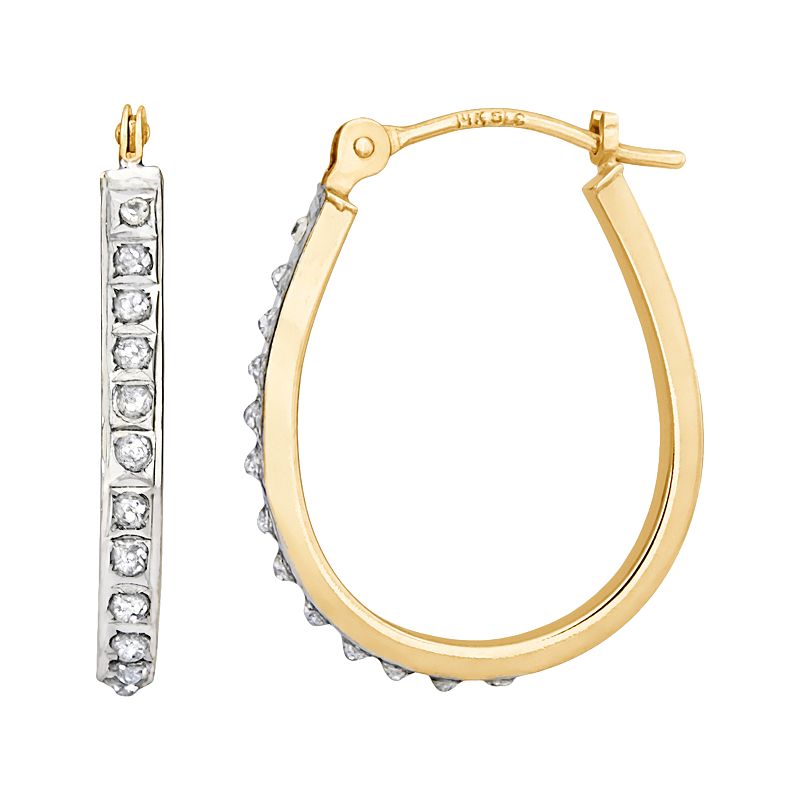 Diamond Fascination 14k Gold Diamond Accent Pear Hoop Earrings, Womens, Wh