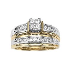 Cherish Always Princess-Cut Diamond Engagement Ring Set in 14k Gold Two Tone (1\/2 ct. T.W.) by