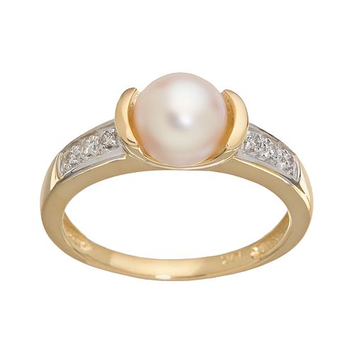 PearLustre by Imperial 10k Gold Channel-Diamond Freshwater Cultured ...