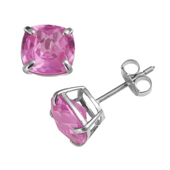Designs by Gioelli Sterling Silver Lab-Created Pink Sapphire Stud Earrings