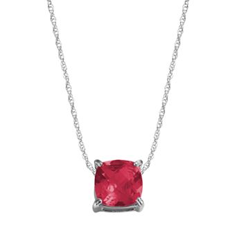 Sterling Silver Lab-Created Ruby Pendant
