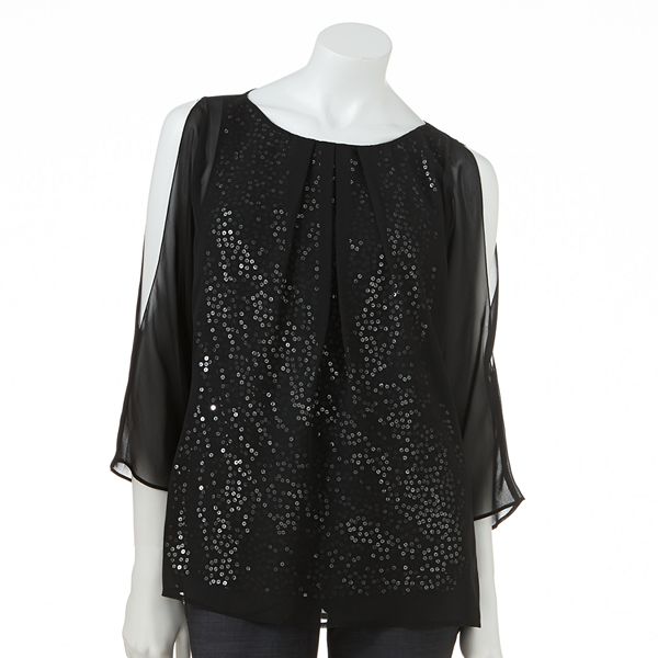 Women's Jennifer Lopez Sequin Chiffon Top