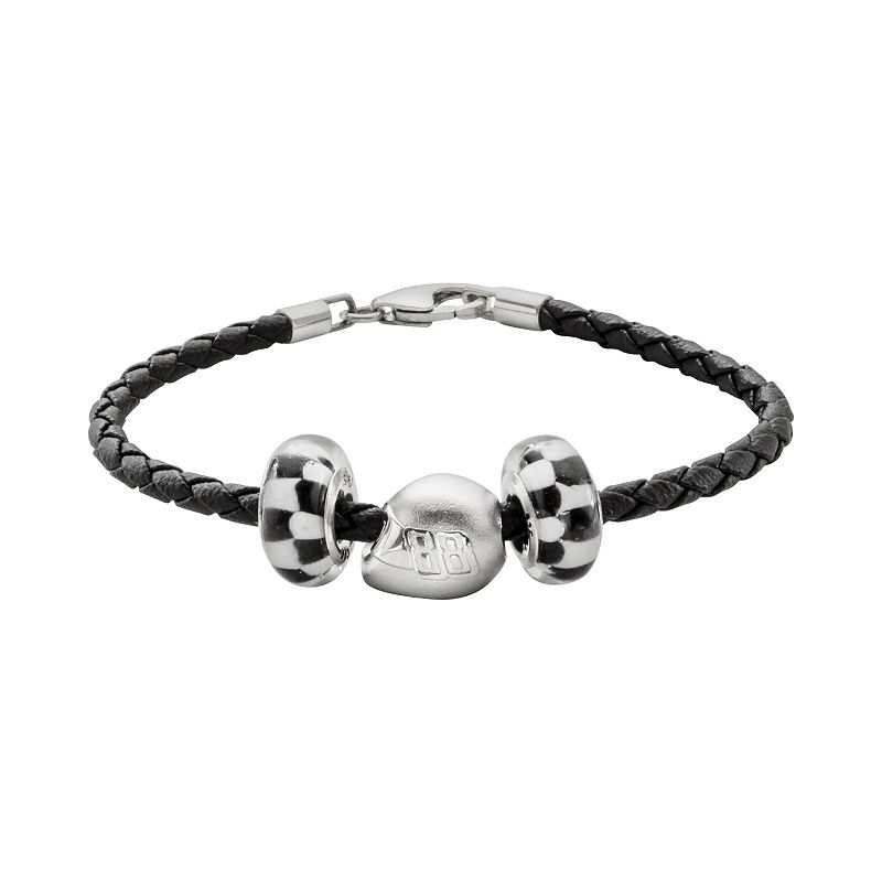Insignia Collection NASCAR Dale Earnhardt Jr. Leather Bracelet & Sterling  - 94553232 - Jewelry A helmet bead and two checkered flag beads give t sku 94553232