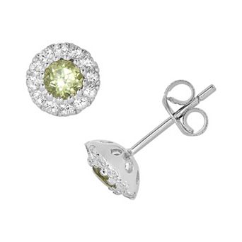 Oro Leoni Sterling Silver Peridot & White Topaz Stud Earrings