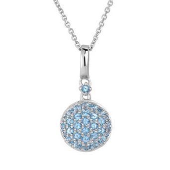 Oro Leoni Sterling Silver Blue Topaz Disc Pendant