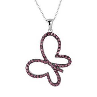 Oro Leoni Sterling Silver Rhodolite Garnet Butterfly Pendant
