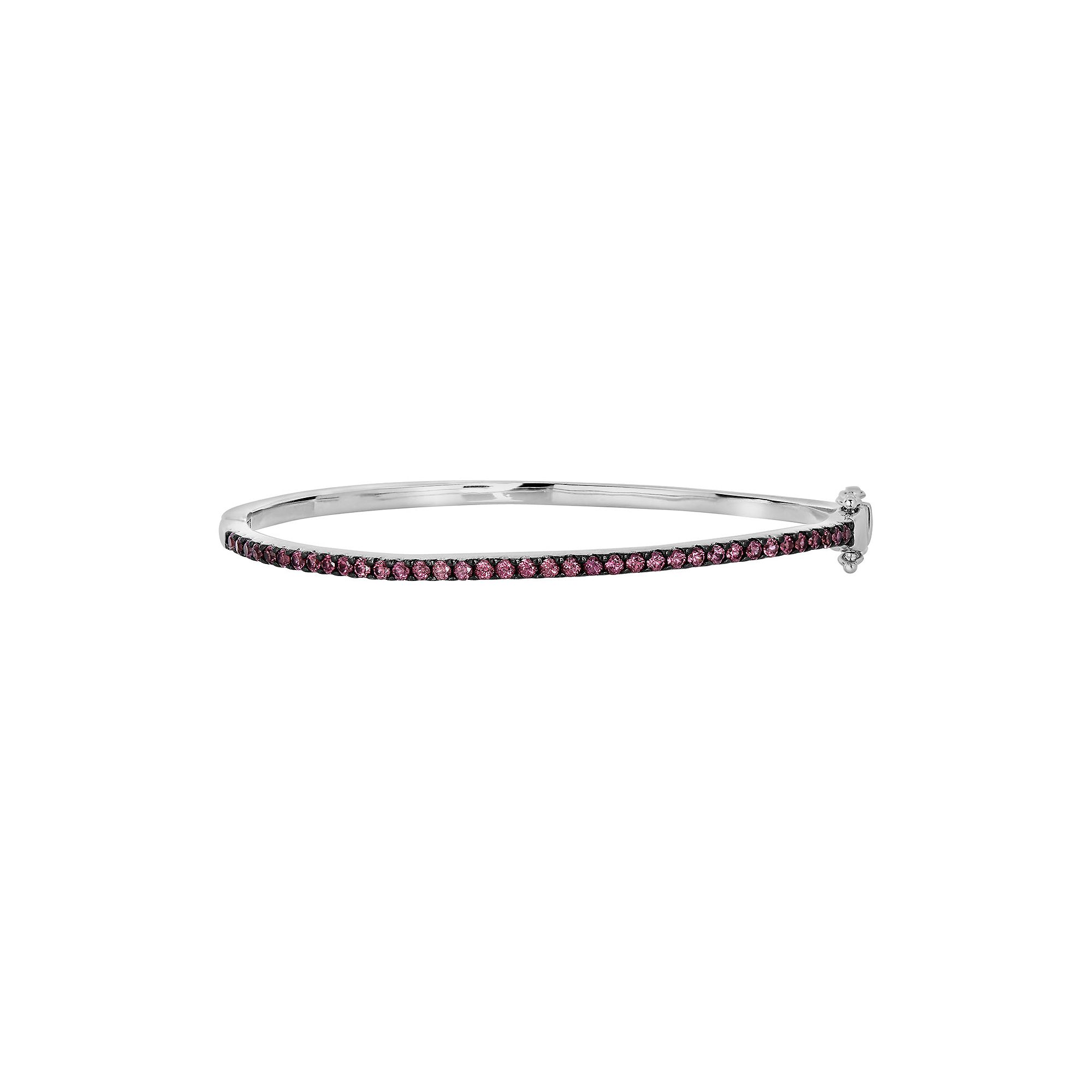 Diamond Splendor Sterling Silver Rhodolite Garnet Bangle Bracelet, Womens,