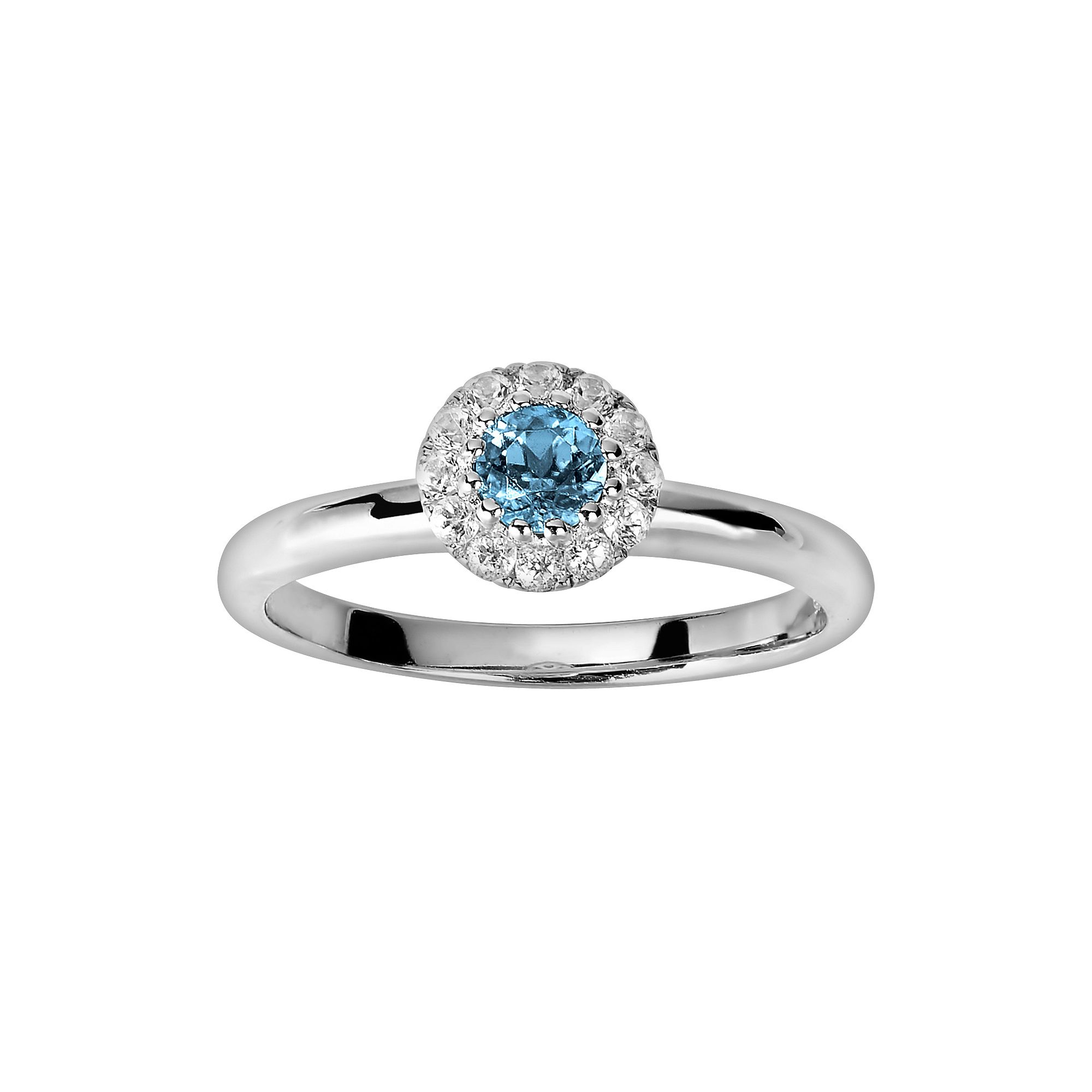 Diamond Splendor Sterling Silver Blue & White Topaz Frame Ring, Womens, Si