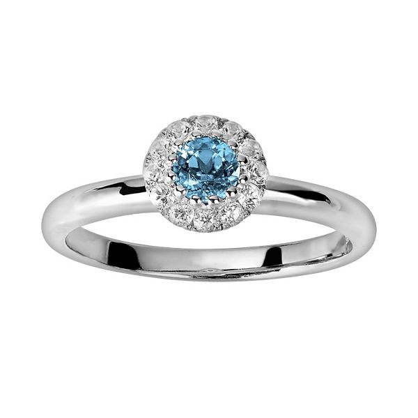 Diamond Splendor Sterling Silver Blue & White Topaz Frame Ring
