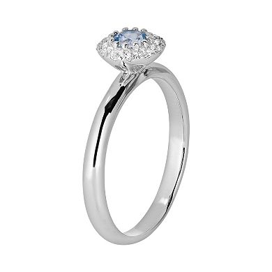 Diamond Splendor Sterling Silver Blue & White Topaz Frame Ring