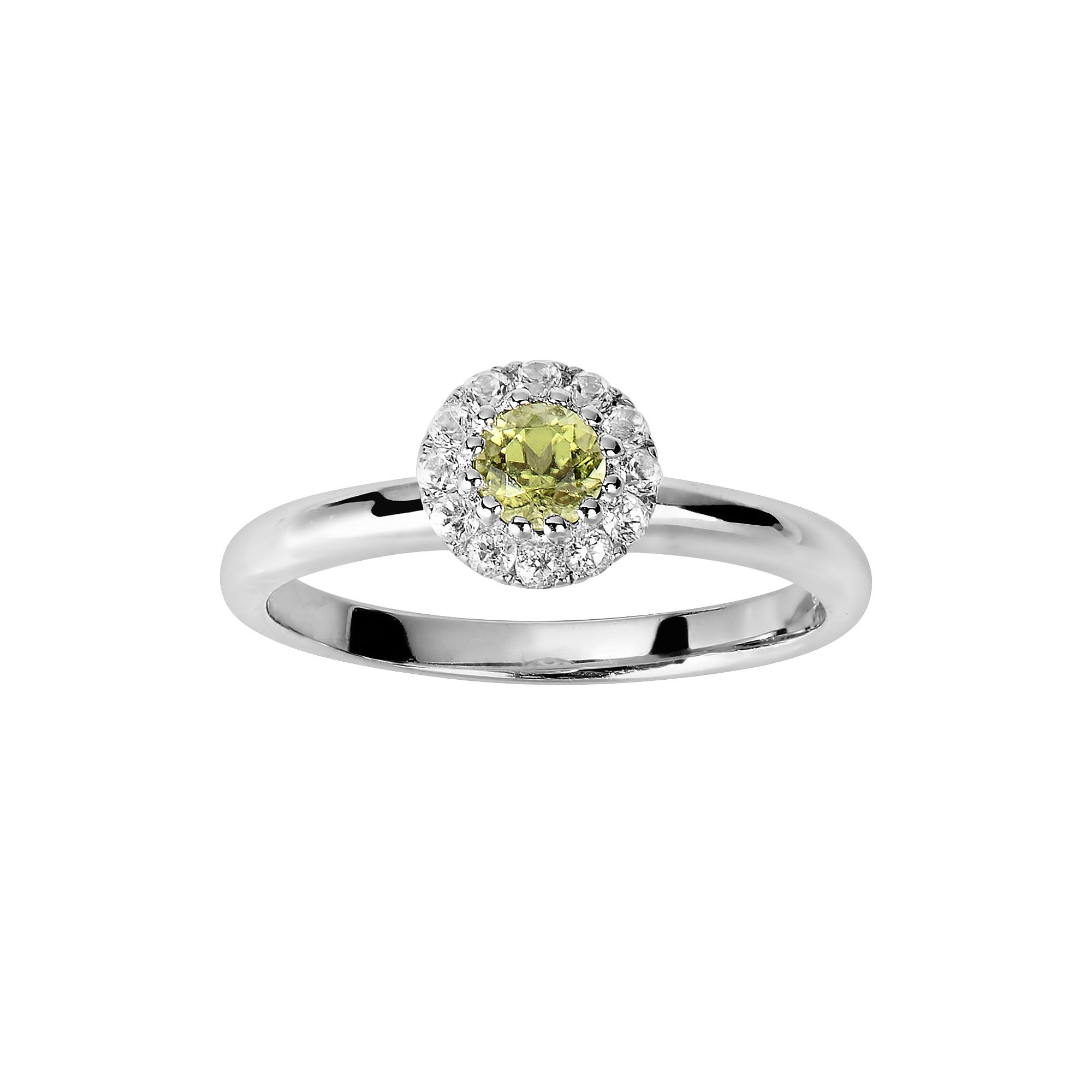 Diamond Splendor Sterling Silver Peridot & White Topaz Frame Ring, Womens,