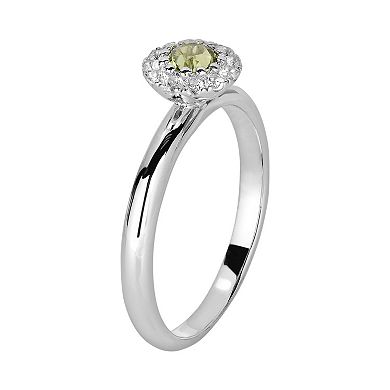 Oro Leoni Sterling Silver Peridot & White Topaz Frame Ring