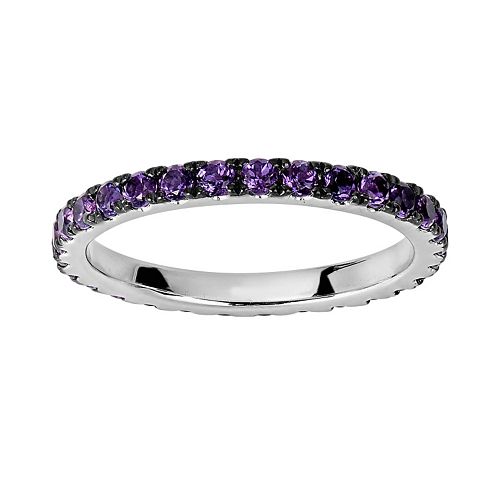 Oro Leoni Sterling Silver Amethyst Eternity Ring - Made with Genuine ...