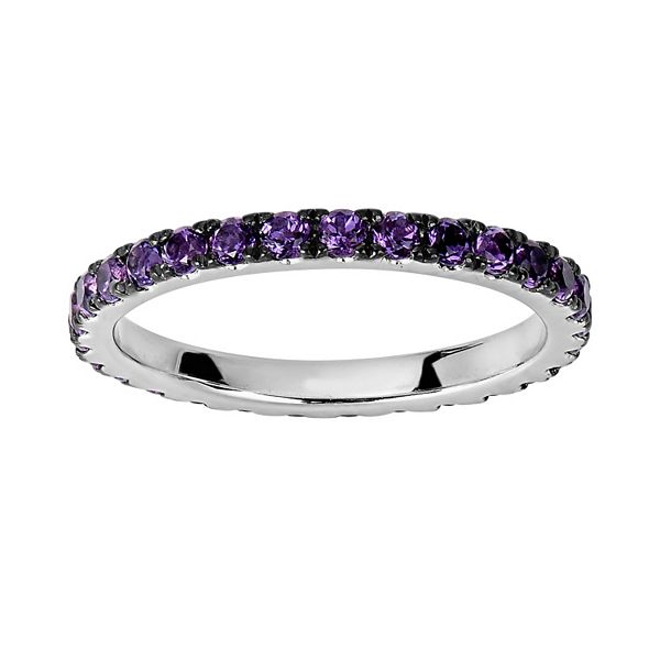 Oro Leoni Sterling Silver Amethyst Eternity Ring