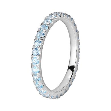 Oro Leoni Sterling Silver Blue Topaz Eternity Ring