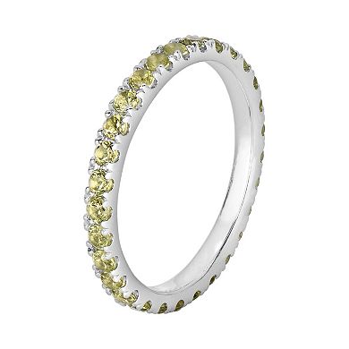 Oro Leoni Sterling Silver Peridot Eternity Ring