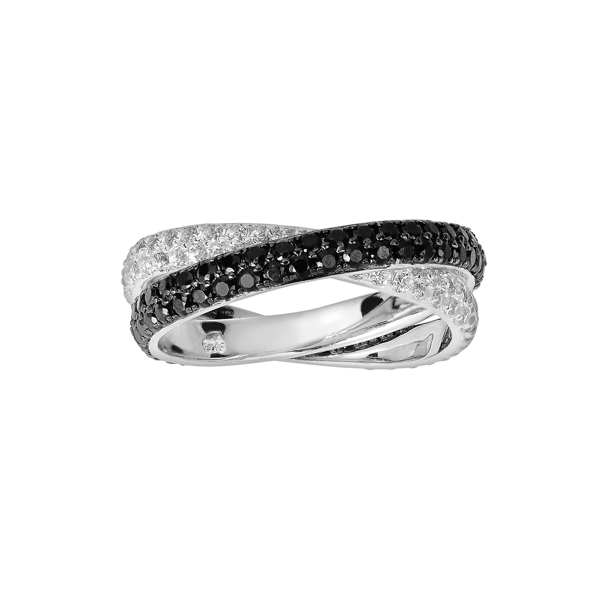 Diamond Splendor Sterling Silver Black Spinel & White Topaz Ring, Womens, 