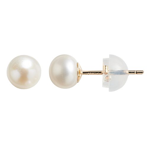 14k Gold Freshwater Cultured Pearl Stud Earrings