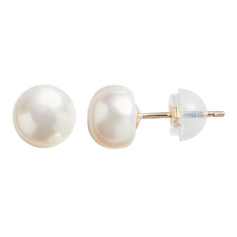Designs by Gioelli 14k Gold 6-7 mm Freshwater Cultured Button Pearl Stud Earrings