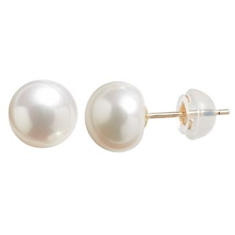 Designs by Gioelli 14k Gold 7-8 mm Freshwater Cultured Button Pearl Stud Earrings