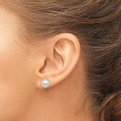 14k Gold 7-8 mm Freshwater Cultured Button Pearl Stud Earrings