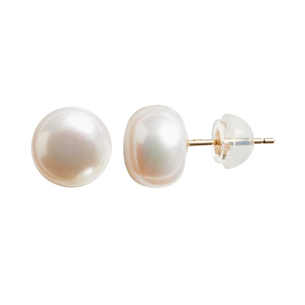 14k Yellow Gold Freshwater Cultured White Pearl Stud Earrings (4mm)