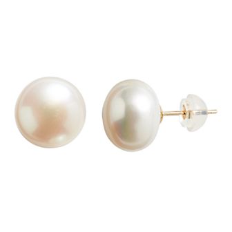 Designs by Gioelli 14k Gold 10-11 mm Freshwater Cultured Button Pearl Stud Earrings
