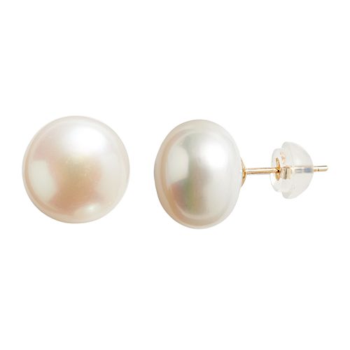 14k Gold Freshwater Cultured Pearl Stud Earrings