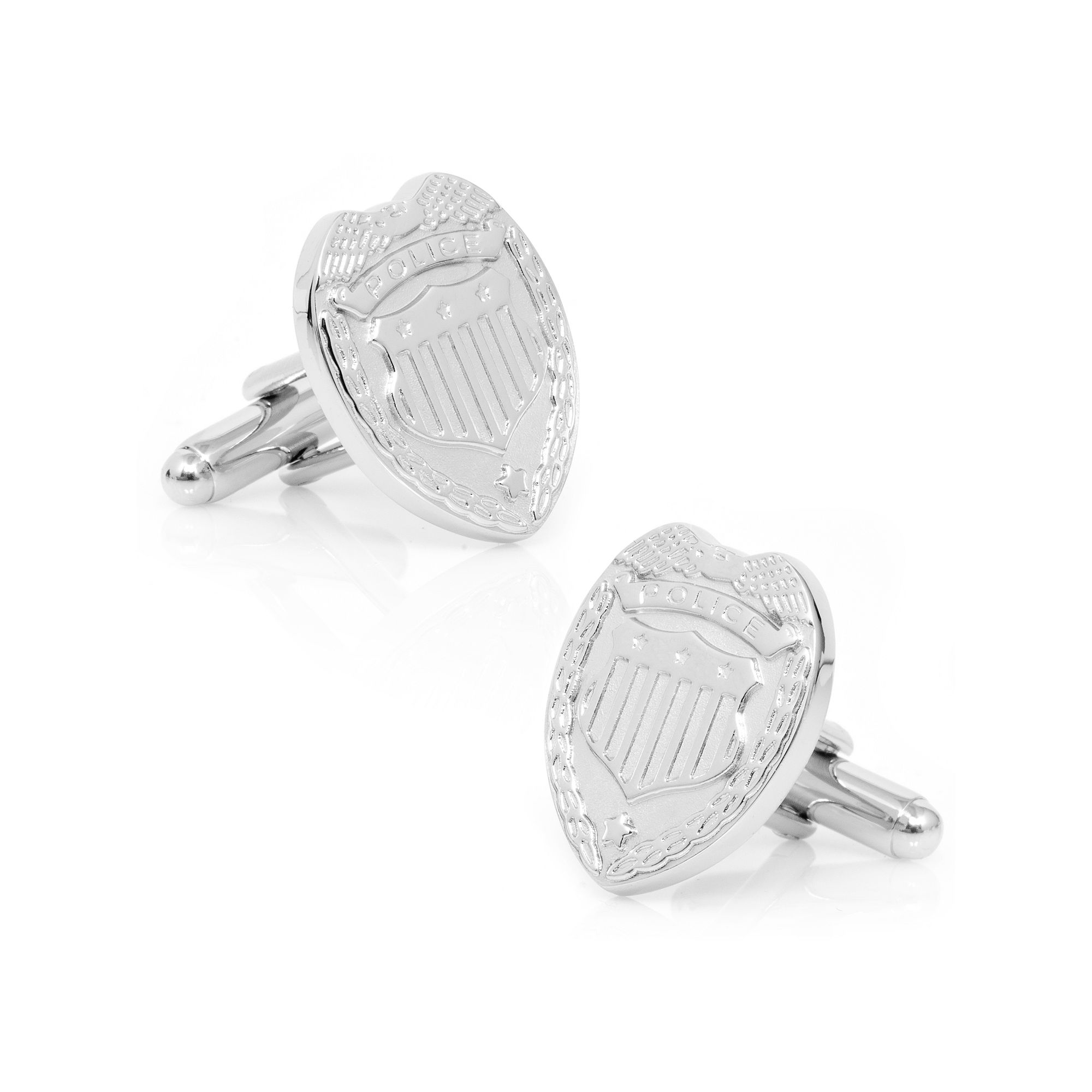 Mens Cuff Links, Inc. Silver Police Badge Cuff Links