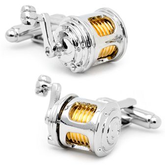 Men's Cuff Links, Inc. Fishing Reel Cuff Links