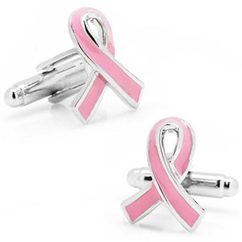 Pink Awareness Ribbon Cuff Links